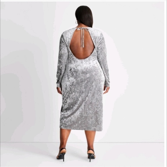 2X 3X 4X Future Collective Silver Velvet Ruched Open Back A-line Slit Target NEW - Picture 3 of 15